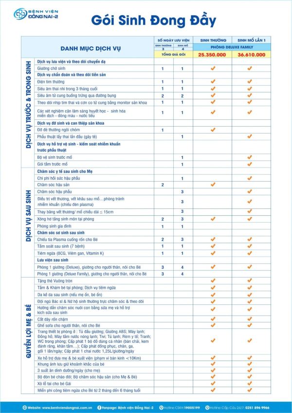 Gói Sinh Đong Đầy là gói sinh mổ có dịch vụ cao cấp nhất, mẹ được nghỉ dưỡng tại phòng Deluxe Family hiện đại