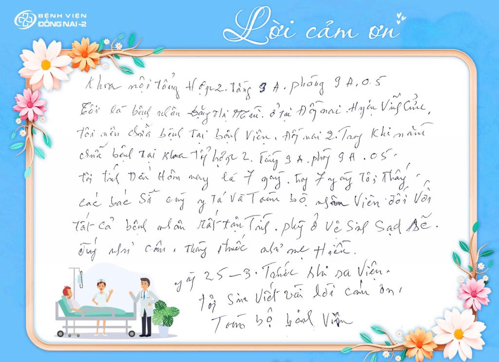 Thư cảm ơn Bệnh viện Đồng Nai -2