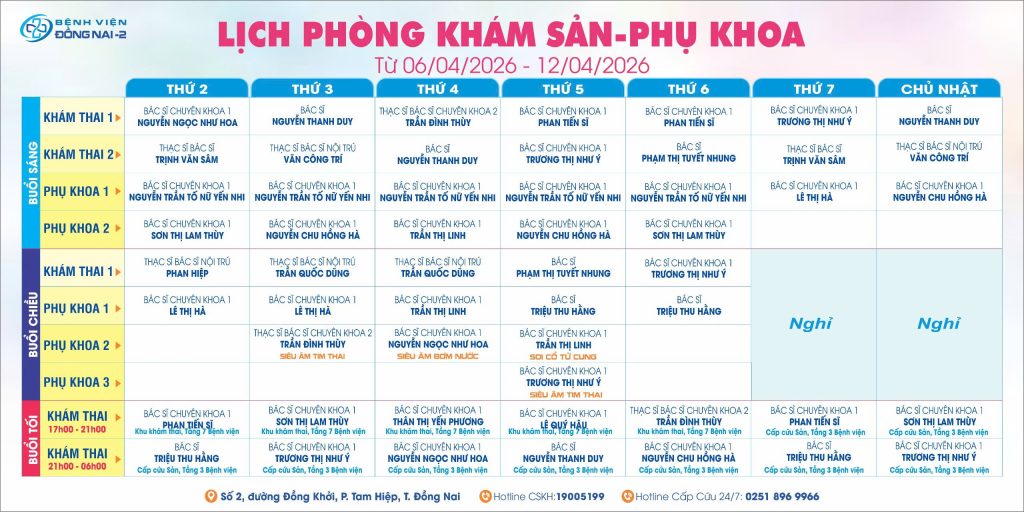 Lịch Khám Sản-Phụ Khoa Bệnh viện Đồng Nai -2