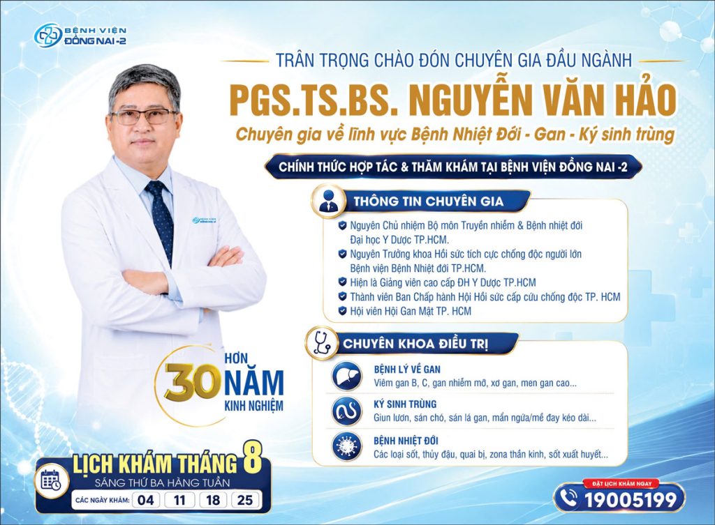 Lịch khám PGS.TS.BS Nguyễn Tuấn Vinh tháng 8/2026