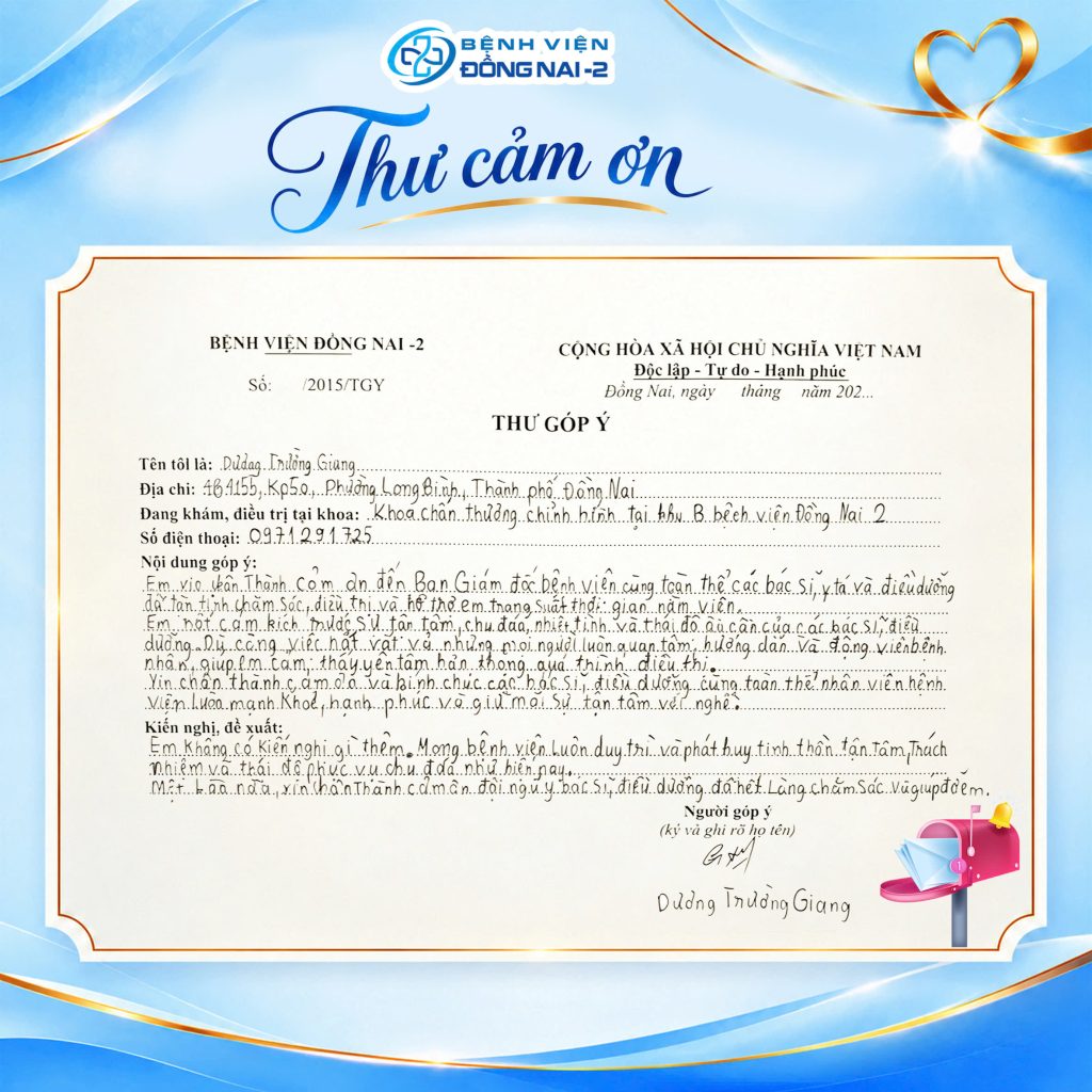 Thư cảm ơn của người bệnh gửi Bệnh viện Đồng Nai -2