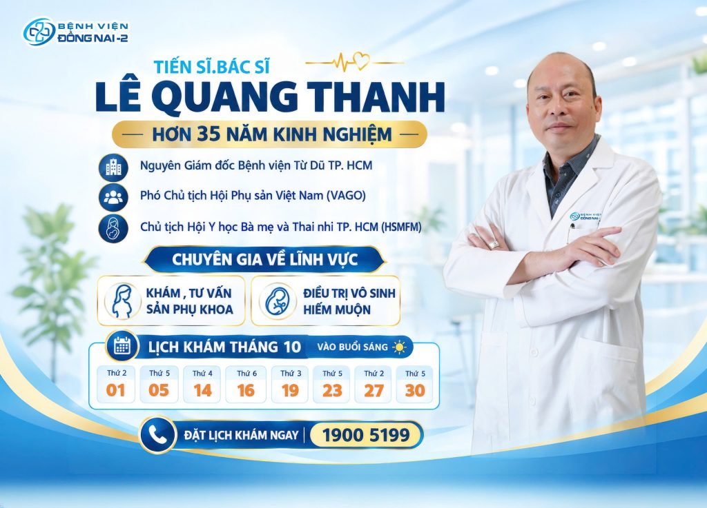 Lịch khám Tiến sĩ Bác sĩ Lê Quang Thanh tháng 10/2026 